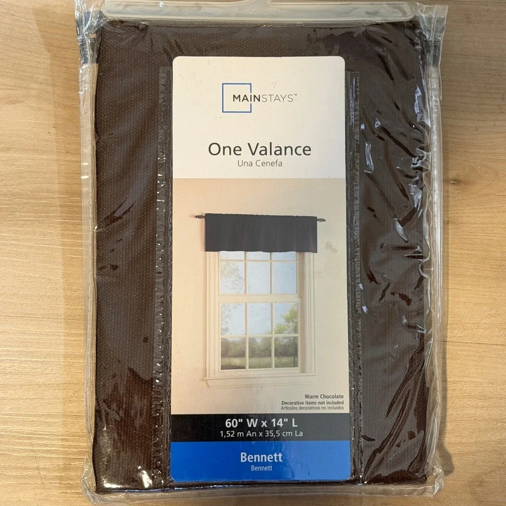 Mainstays 2 Sets Bennett Valance Curtains 60x14 Warm‎ Chocolate Textured